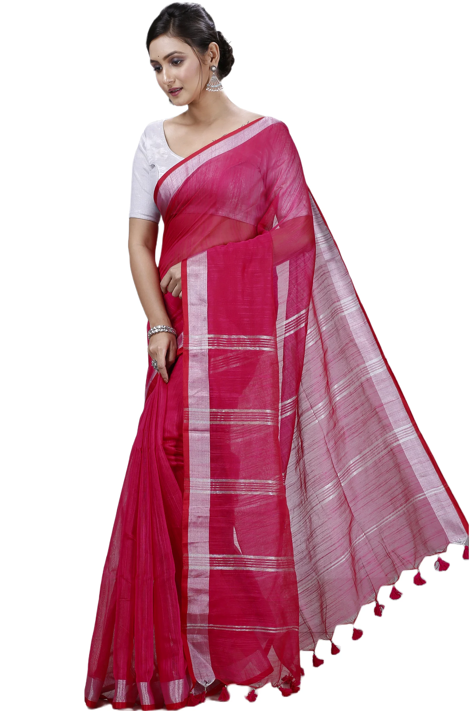 Pink Blended Cotton Toshini Hand Loom Saree (1185)