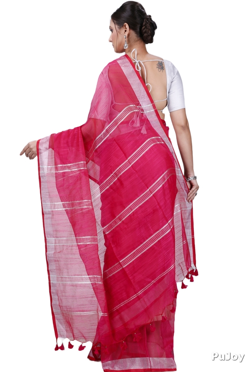 Pink Blended Cotton Toshini Hand Loom Saree (1185)