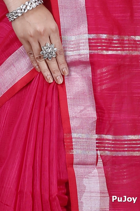 Pink Blended Cotton Toshini Hand Loom Saree (1185)