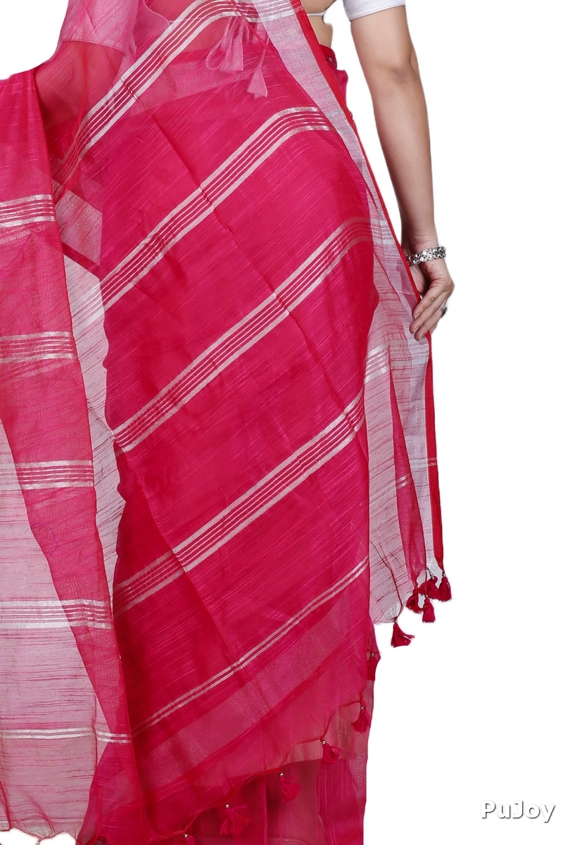 Pink Blended Cotton Toshini Hand Loom Saree (1185)