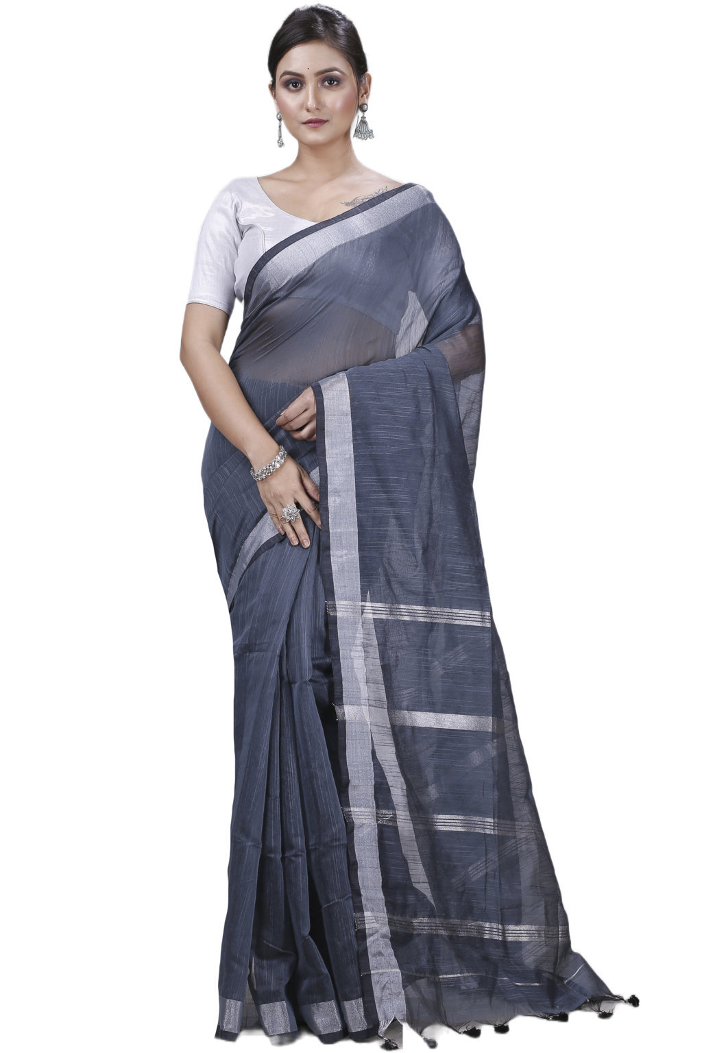 Black Blended Cotton Toshini Hand Loom Saree (1186)