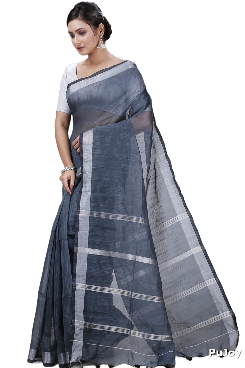 Black Blended Cotton Toshini Hand Loom Saree (1186)