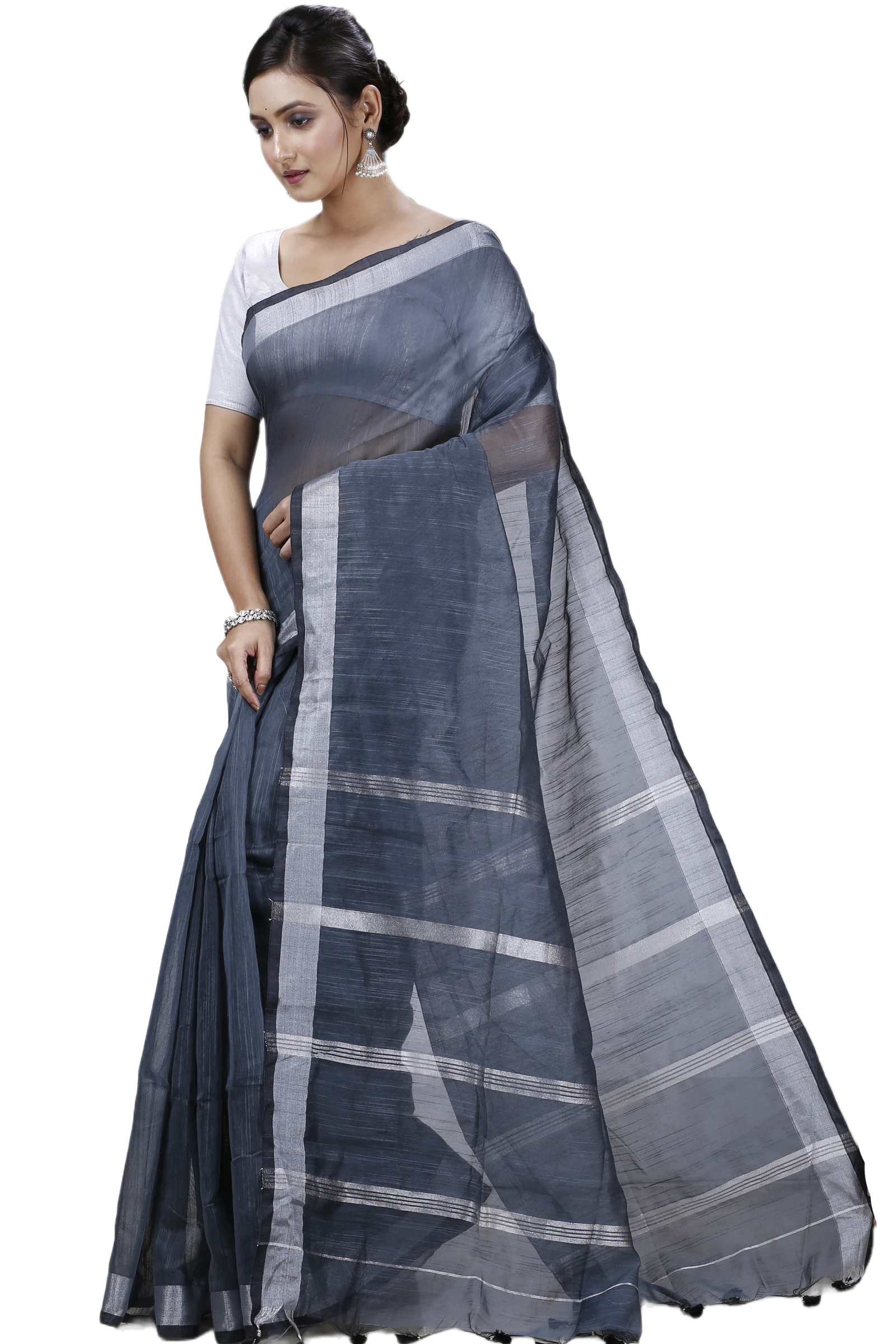 Black Blended Cotton Toshini Hand Loom Saree (1186)