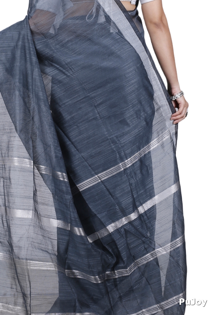 Black Blended Cotton Toshini Hand Loom Saree (1186)