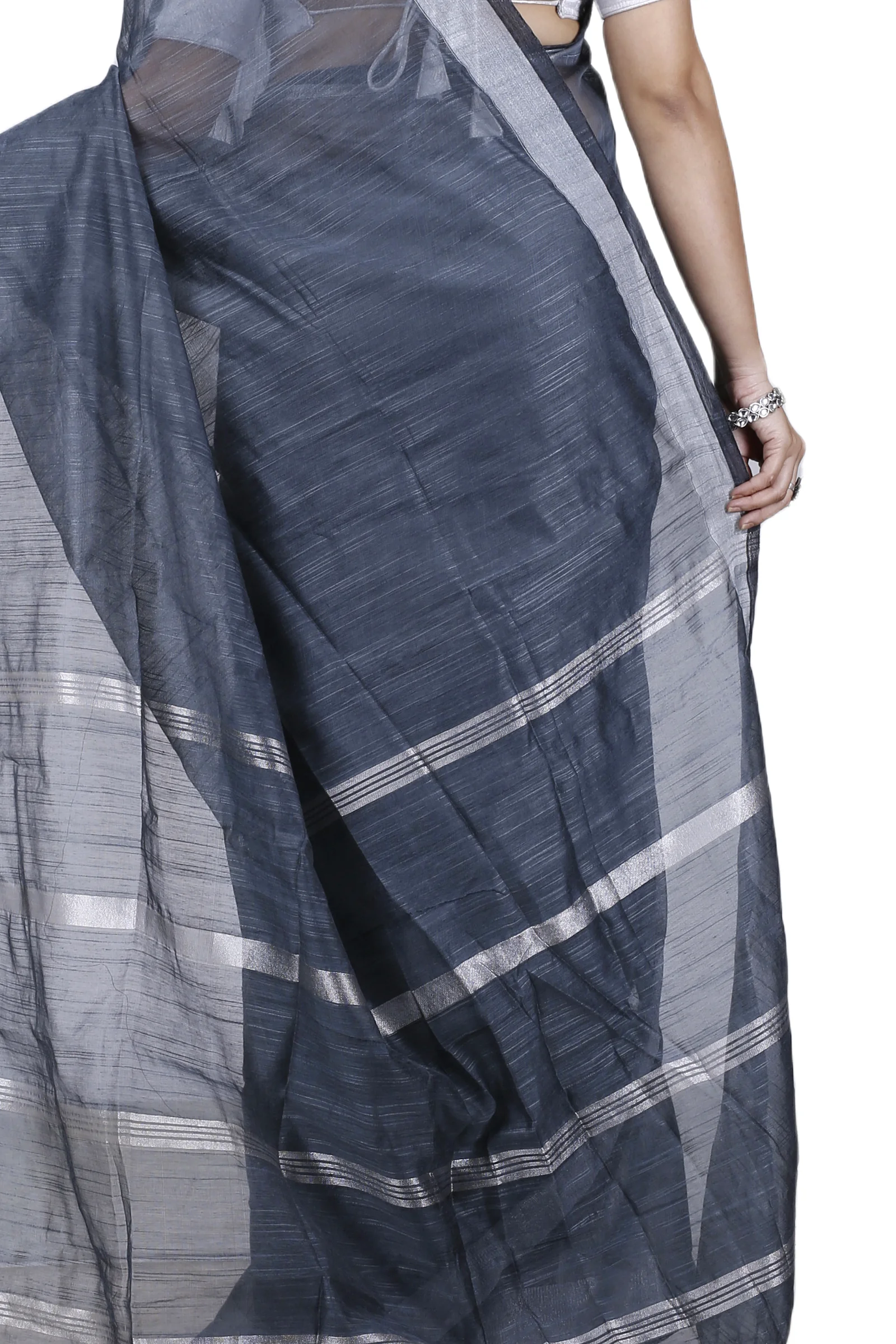 Black Blended Cotton Toshini Hand Loom Saree (1186)