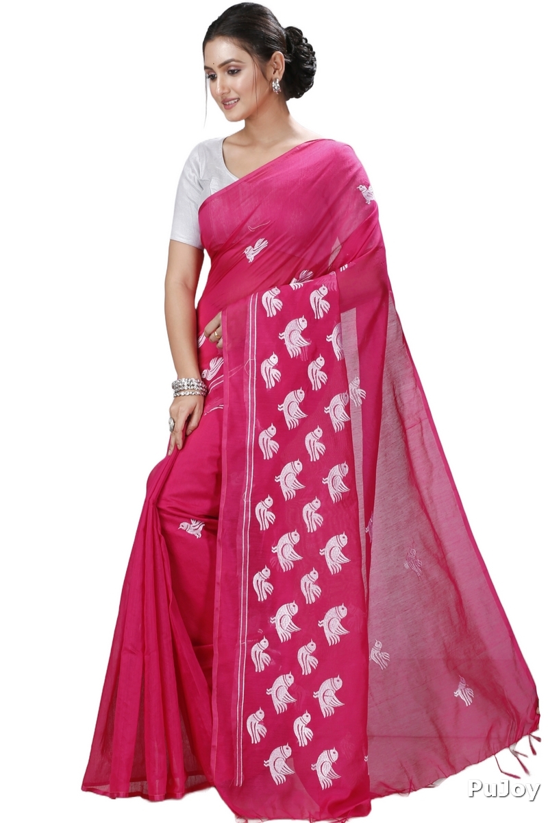Pink Blended Cotton Thulasi Hand Loom Saree (1187)