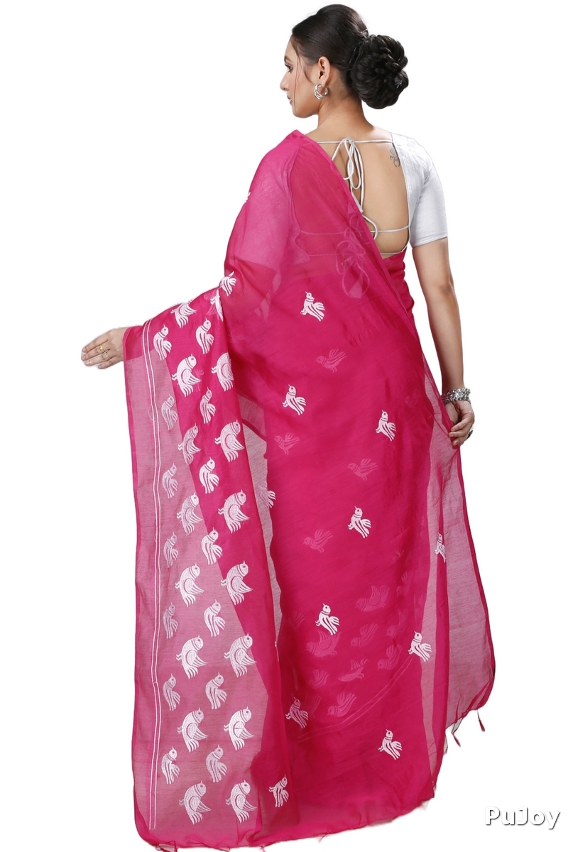 Pink Blended Cotton Thulasi Hand Loom Saree (1187)