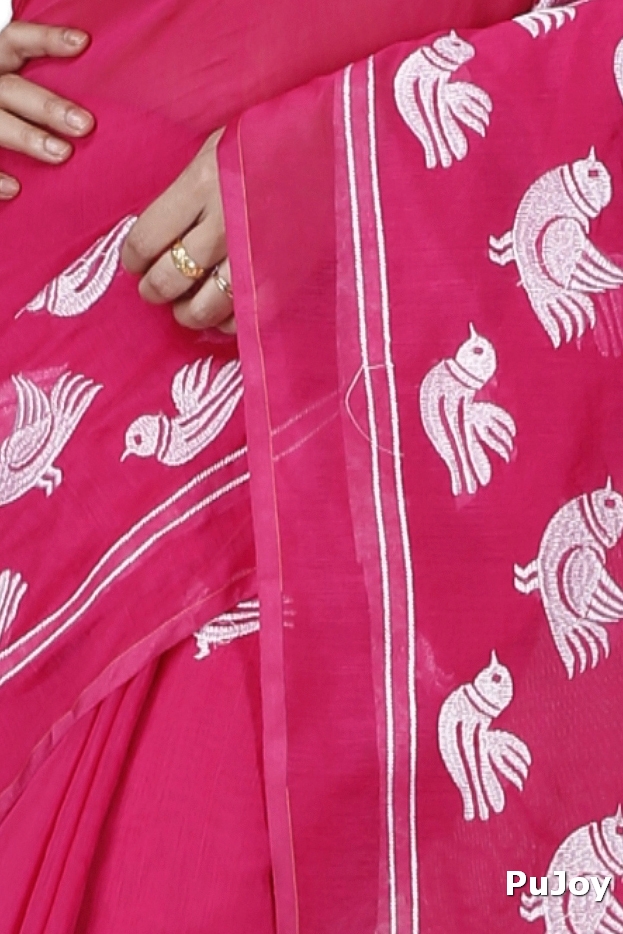 Pink Blended Cotton Thulasi Hand Loom Saree (1187)