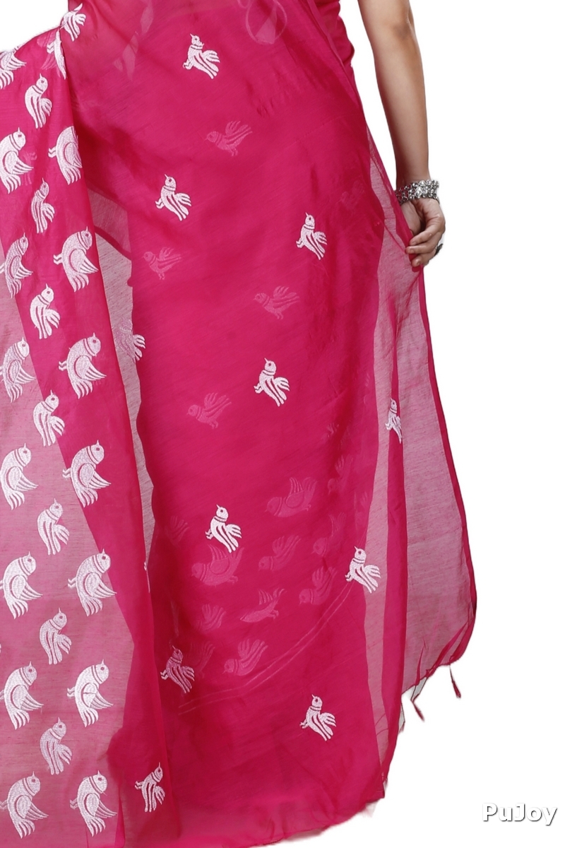 Pink Blended Cotton Thulasi Hand Loom Saree (1187)