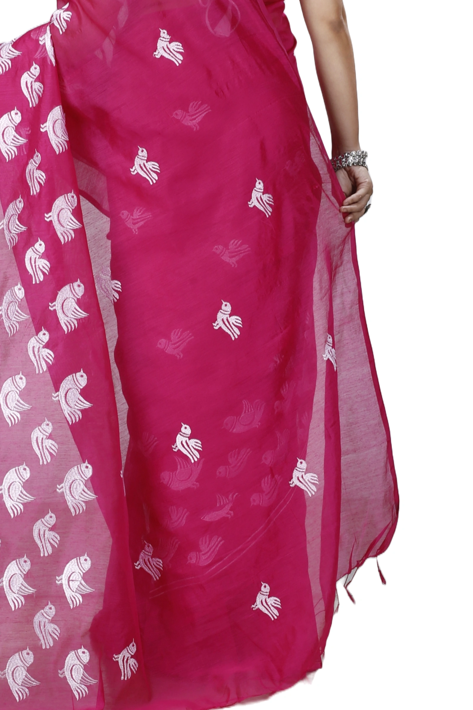 Pink Blended Cotton Thulasi Hand Loom Saree (1187)