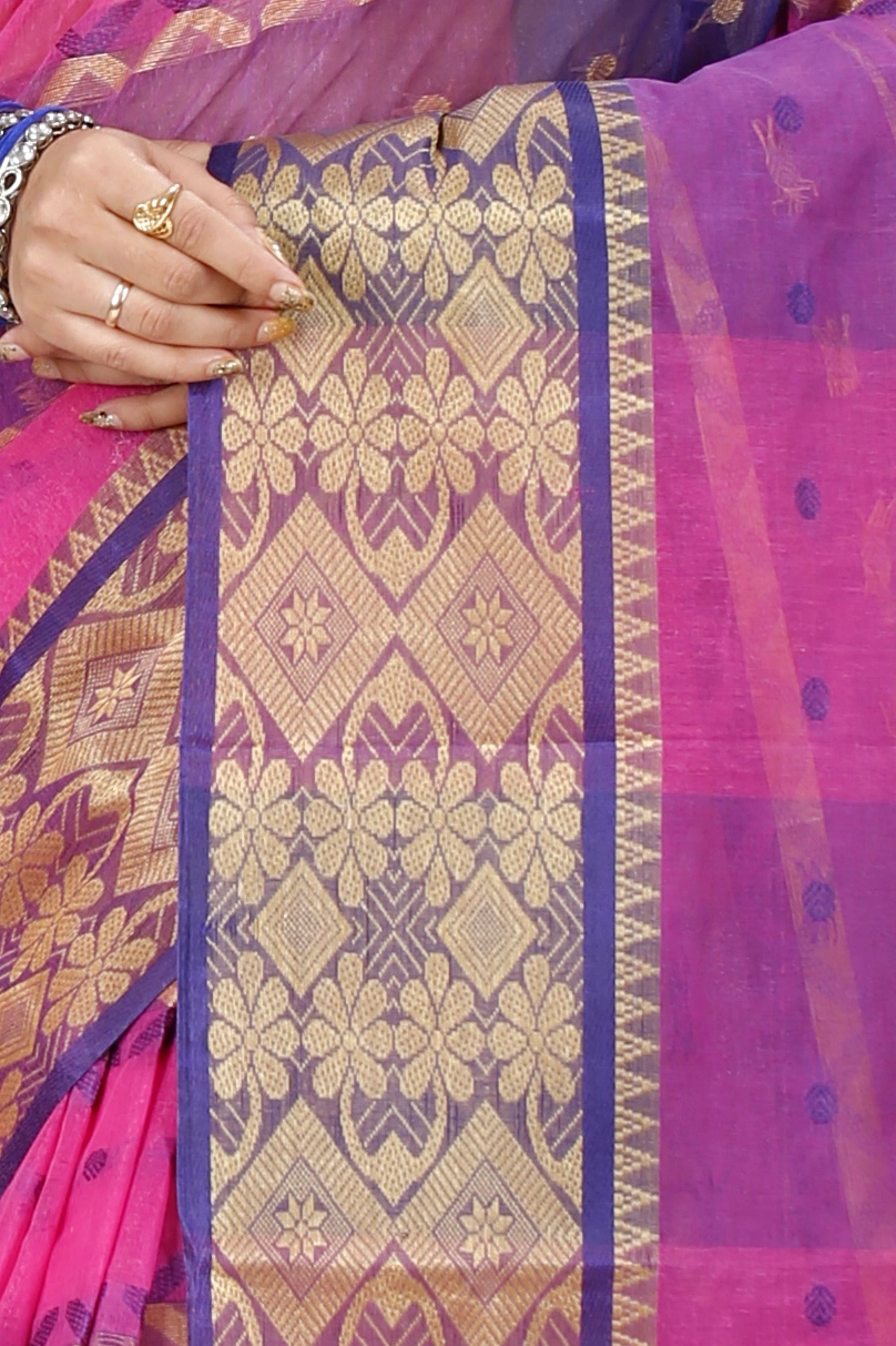 Purple Pure Cotton SonaJhuri Desiging Tant Saree (119)