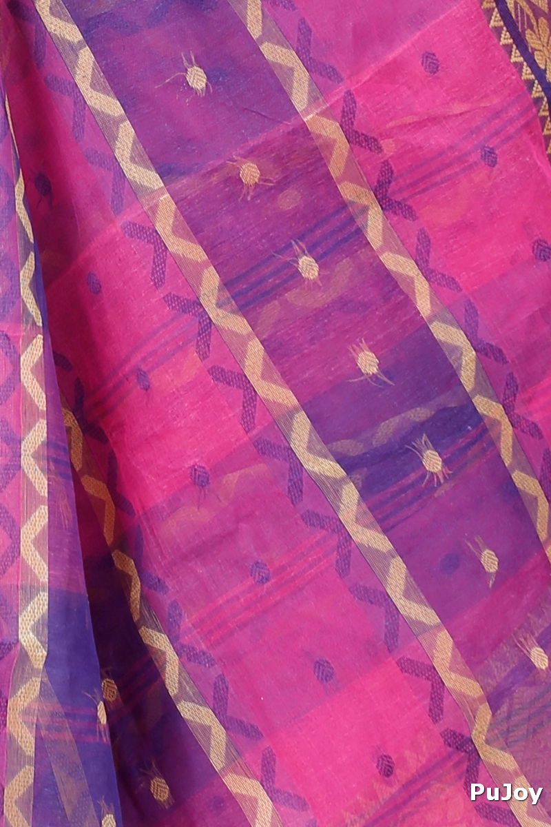 Purple Pure Cotton SonaJhuri Desiging Tant Saree (119)