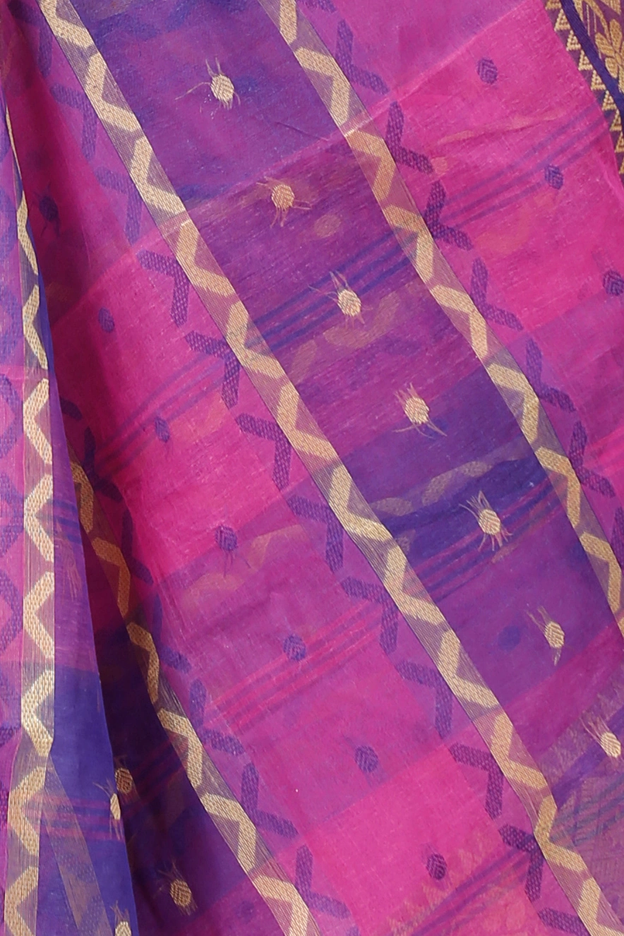 Purple Pure Cotton SonaJhuri Desiging Tant Saree (119)