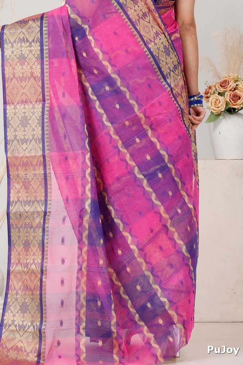Purple Pure Cotton SonaJhuri Desiging Tant Saree (119)