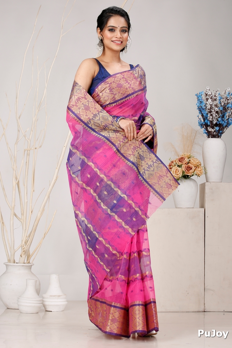 Purple Pure Cotton SonaJhuri Desiging Tant Saree (119)