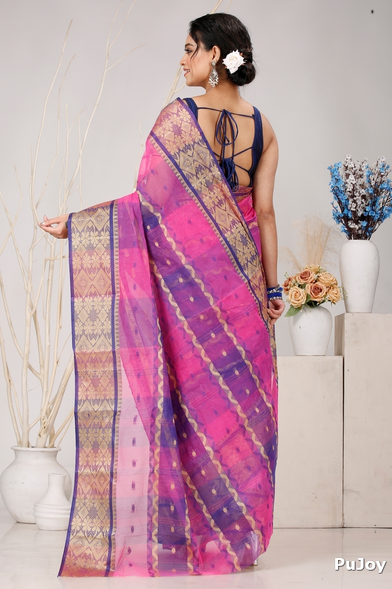 Purple Pure Cotton SonaJhuri Desiging Tant Saree (119)