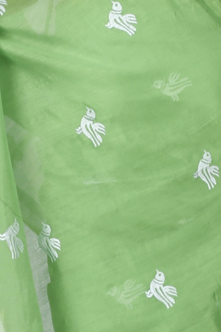 Green Blended Cotton Thulasi Hand Loom Saree (1191)