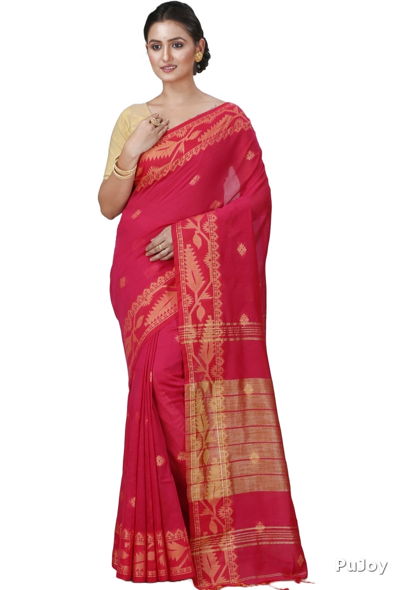 Pink Pure Cotton Tuma Hand Loom Saree (1192)