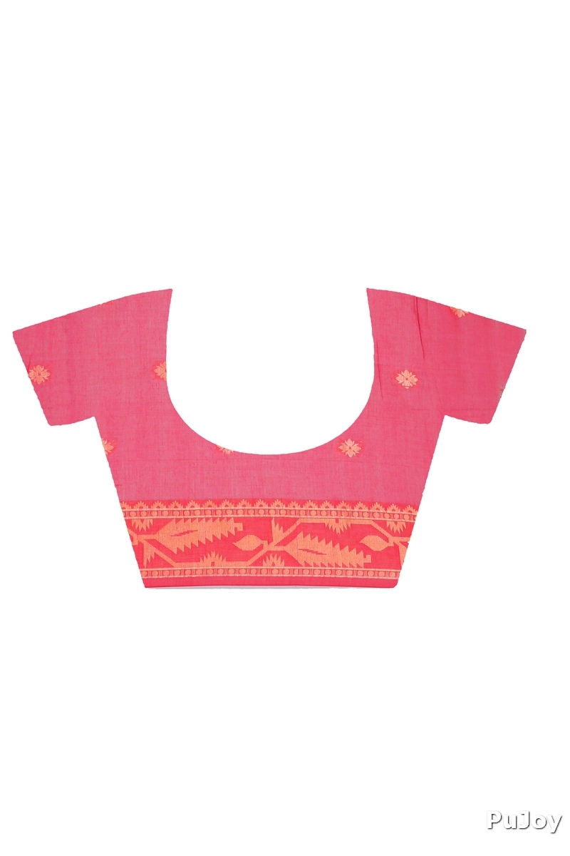 Pink Pure Cotton Tuma Hand Loom Saree (1192)