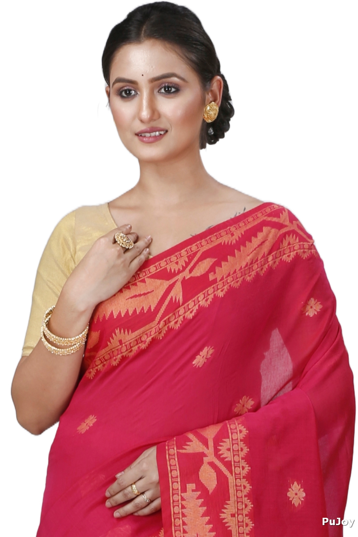 Pink Pure Cotton Tuma Hand Loom Saree (1192)