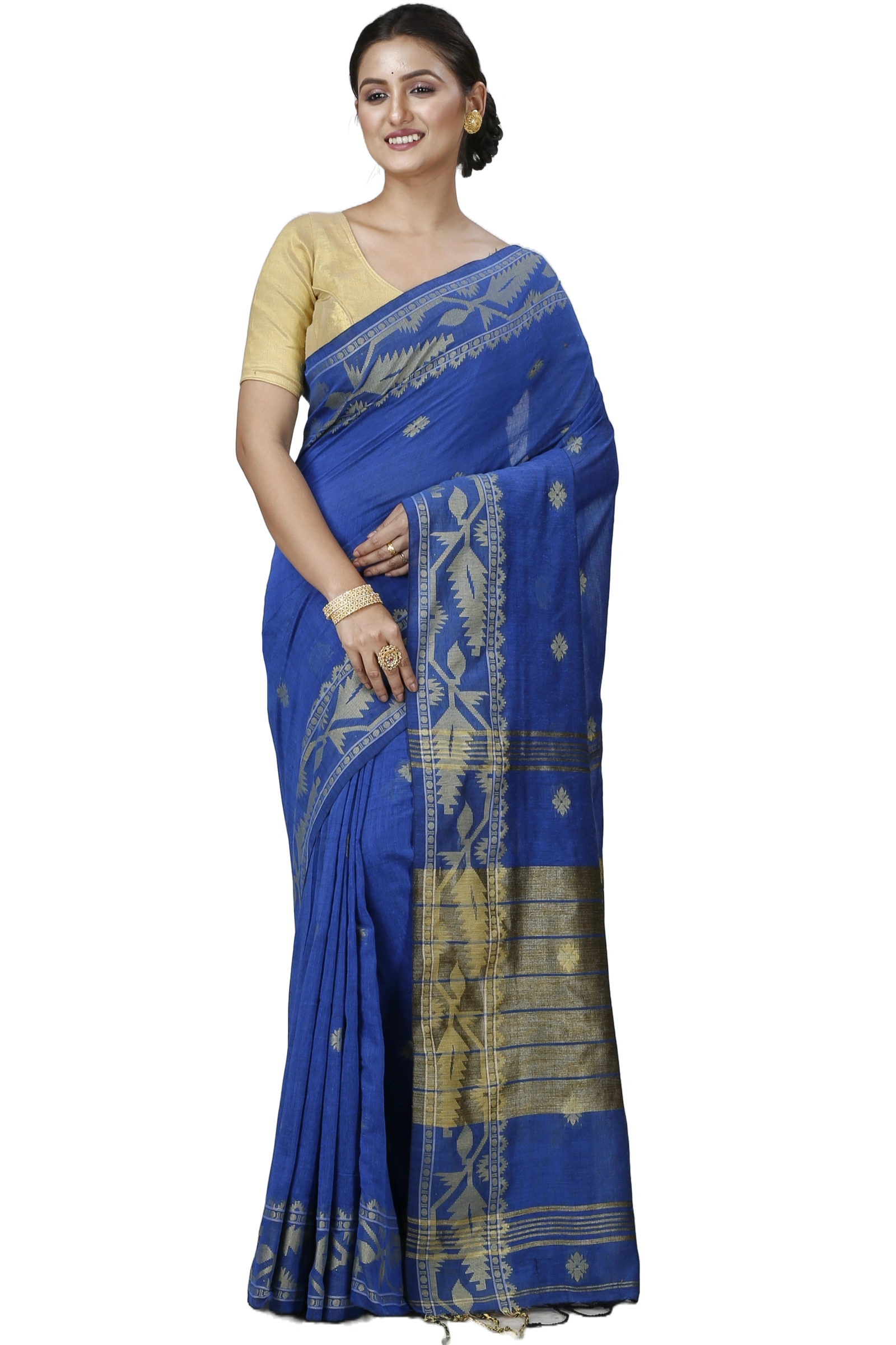 Blue Pure Cotton Tuma Hand Loom Saree (1194)