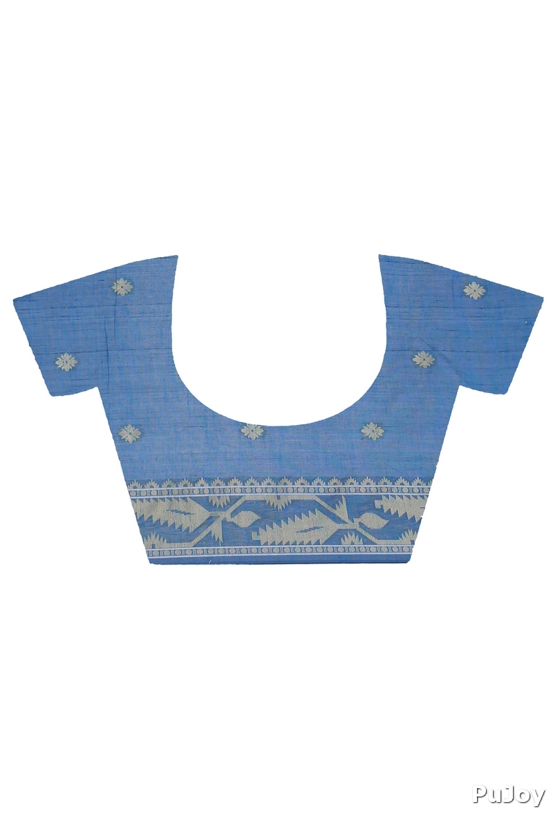 Blue Pure Cotton Tuma Hand Loom Saree (1194)