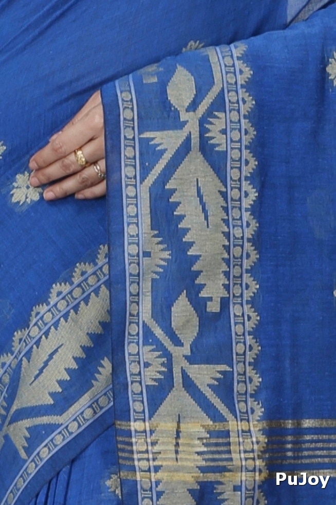 Blue Pure Cotton Tuma Hand Loom Saree (1194)