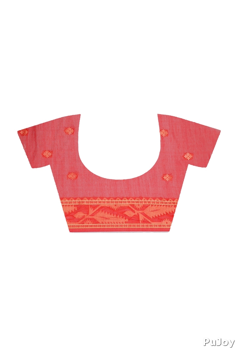 Red Pure Cotton Tuma Hand Loom Saree (1195)