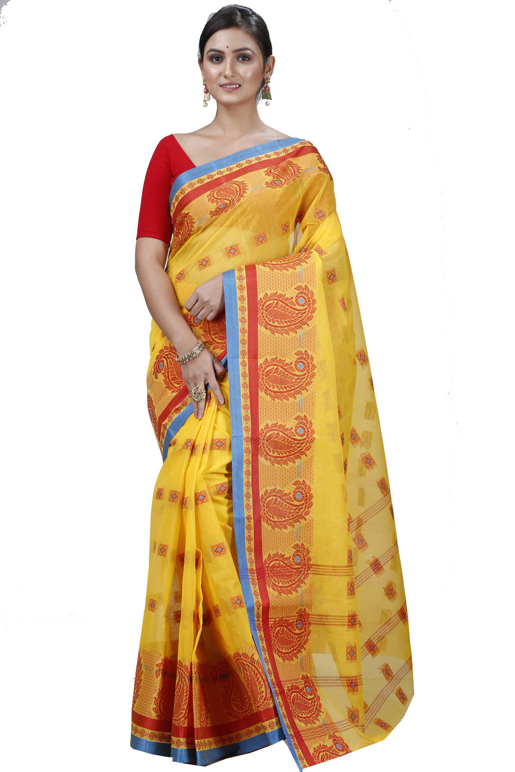 Yellow Pure Cotton Aloka Tant Saree (12)