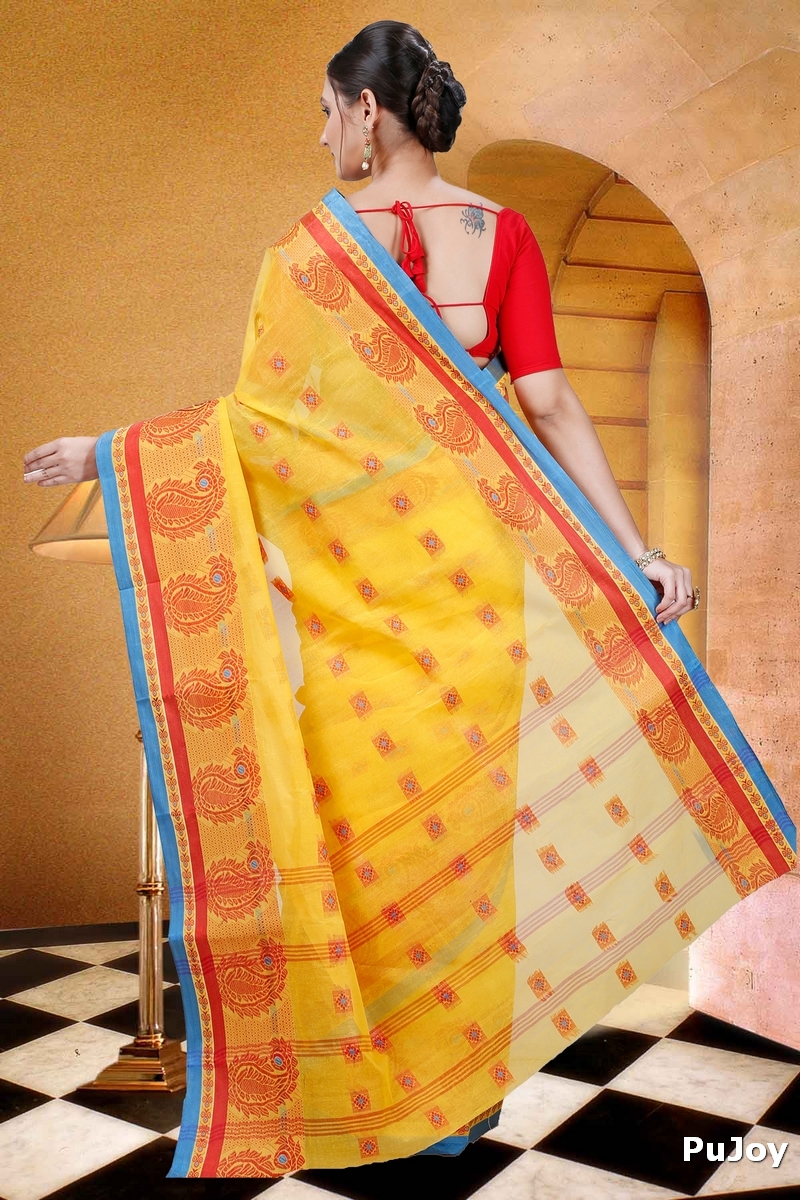 Yellow Pure Cotton Aloka Tant Saree (12)