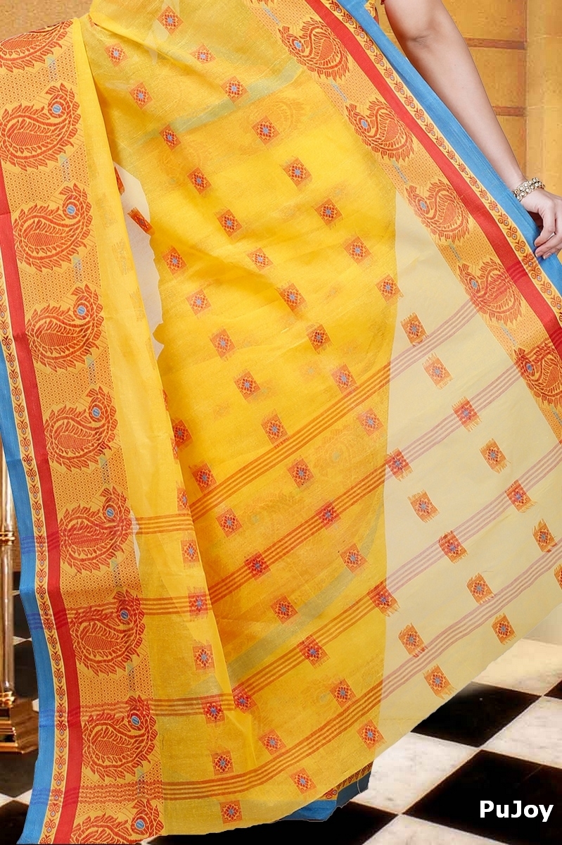 Yellow Pure Cotton Aloka Tant Saree (12)