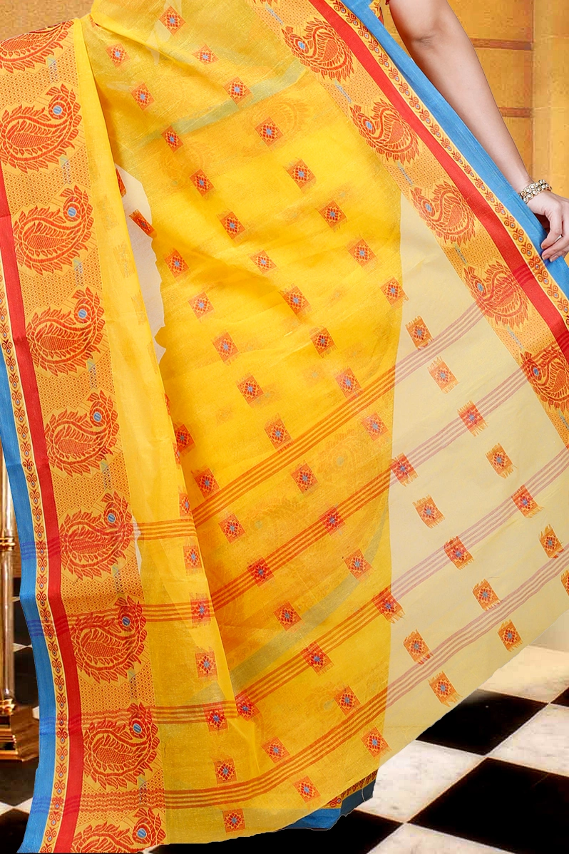 Yellow Pure Cotton Aloka Tant Saree (12)