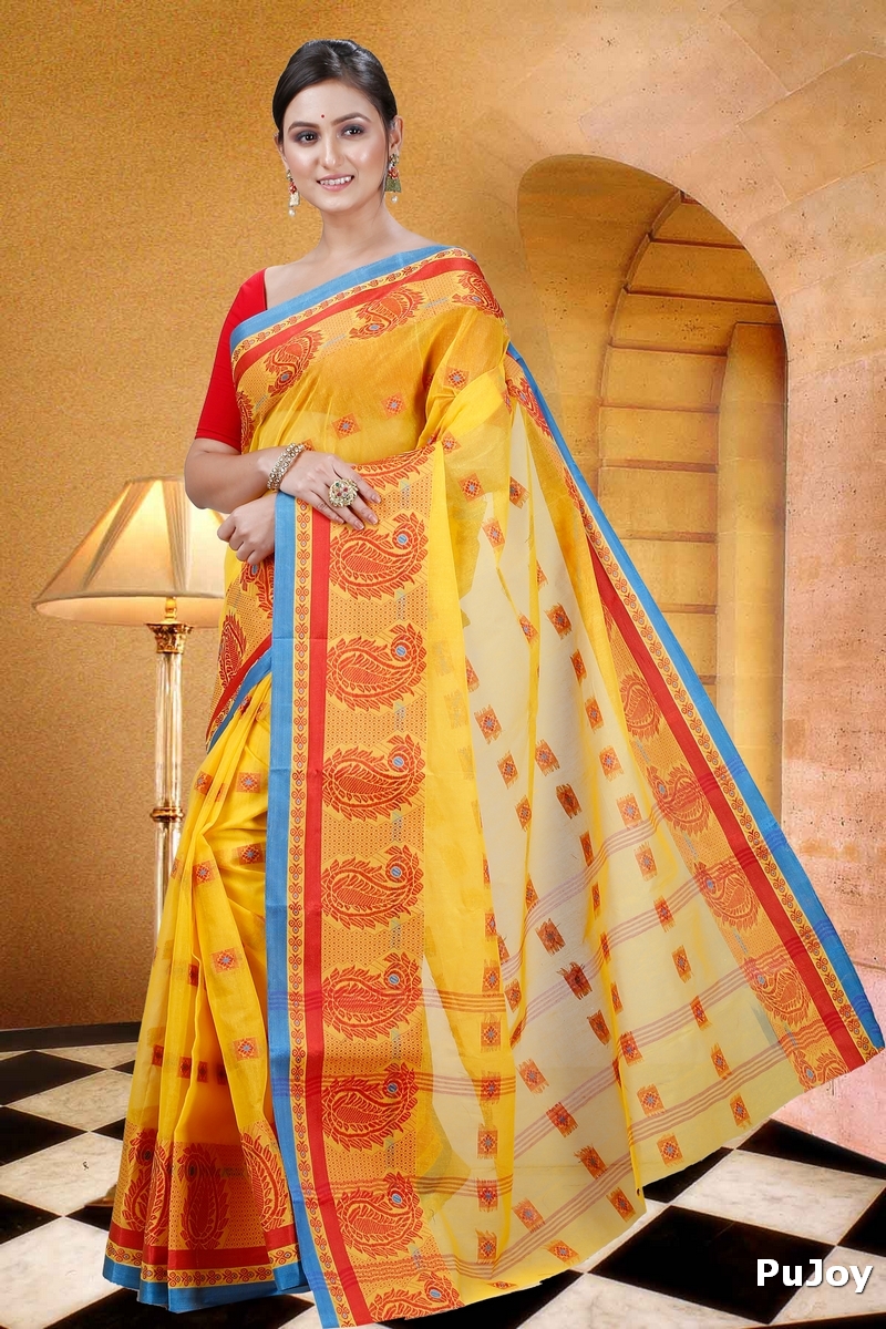 Yellow Pure Cotton Aloka Tant Saree (12)