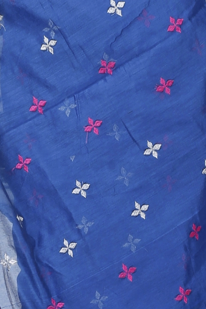 Sky Blue Blended Cotton Tamasi Hand Loom Saree (1207)
