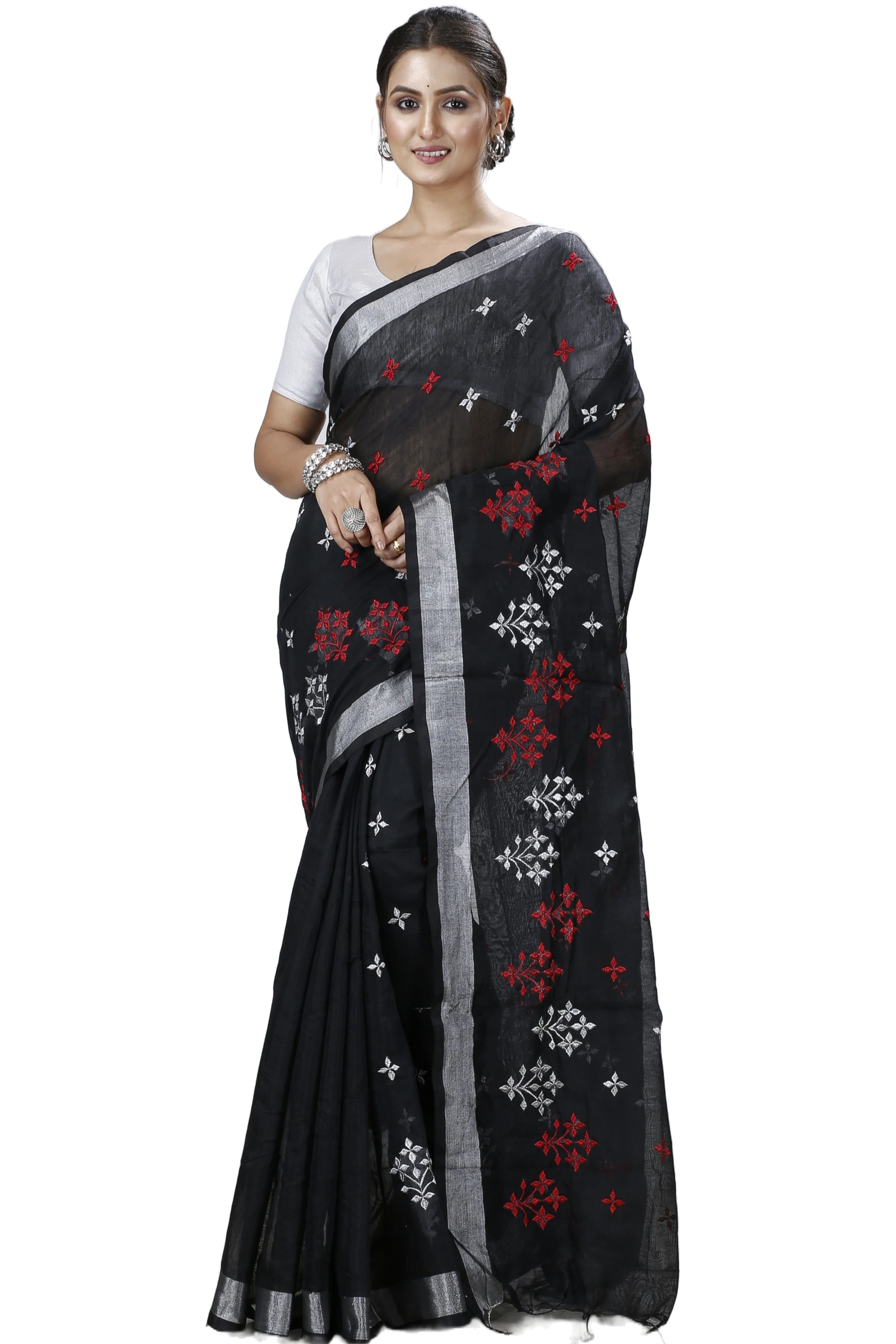 Black Blended Cotton Tamasi Hand Loom Saree (1209)