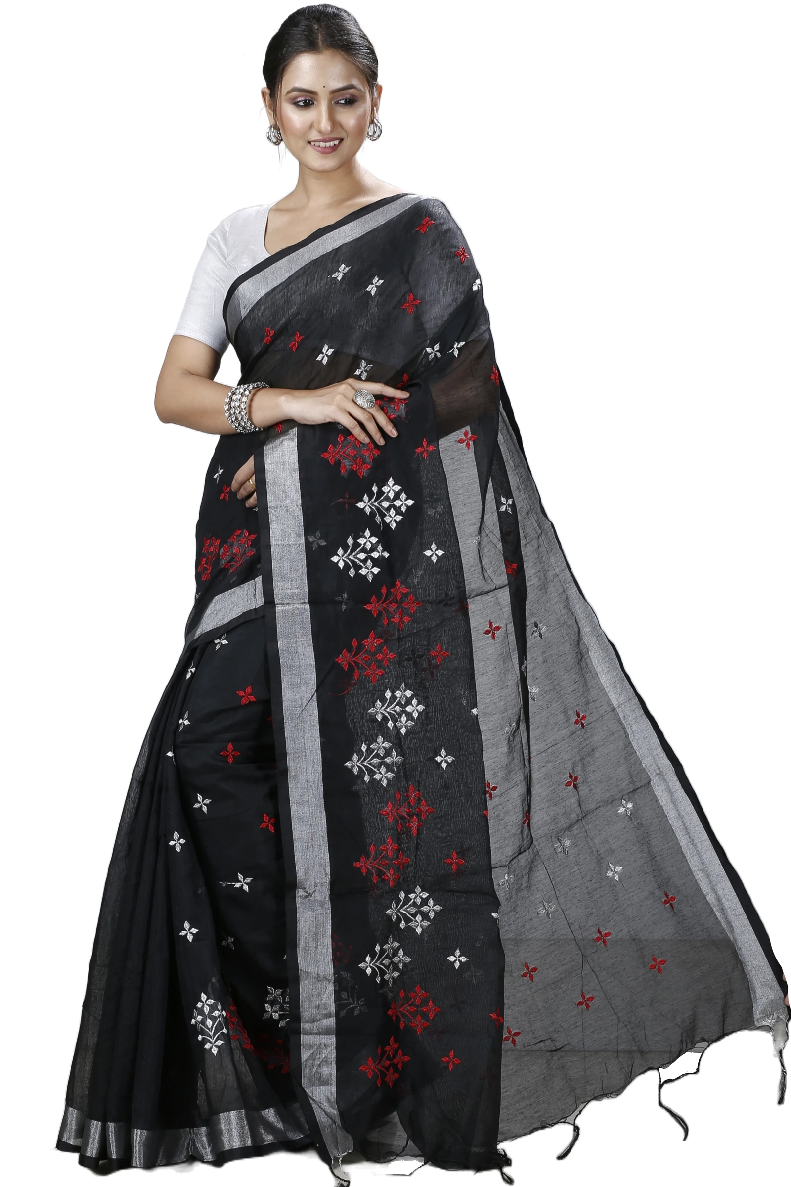 Black Blended Cotton Tamasi Hand Loom Saree (1209)