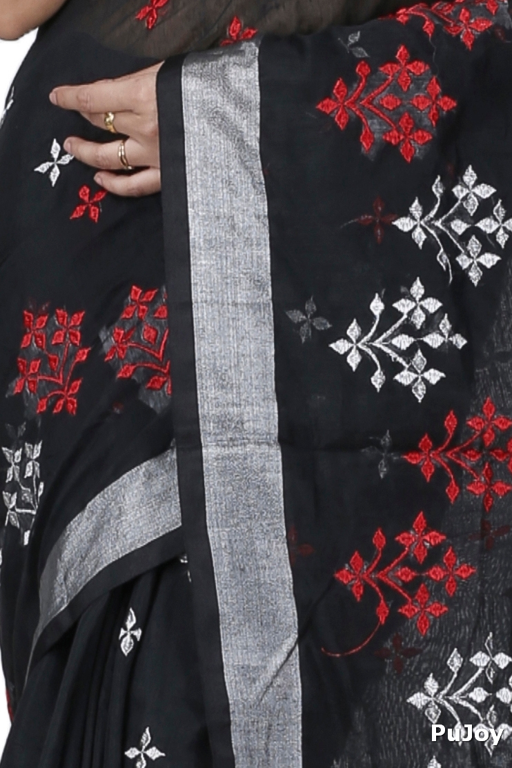 Black Blended Cotton Tamasi Hand Loom Saree (1209)