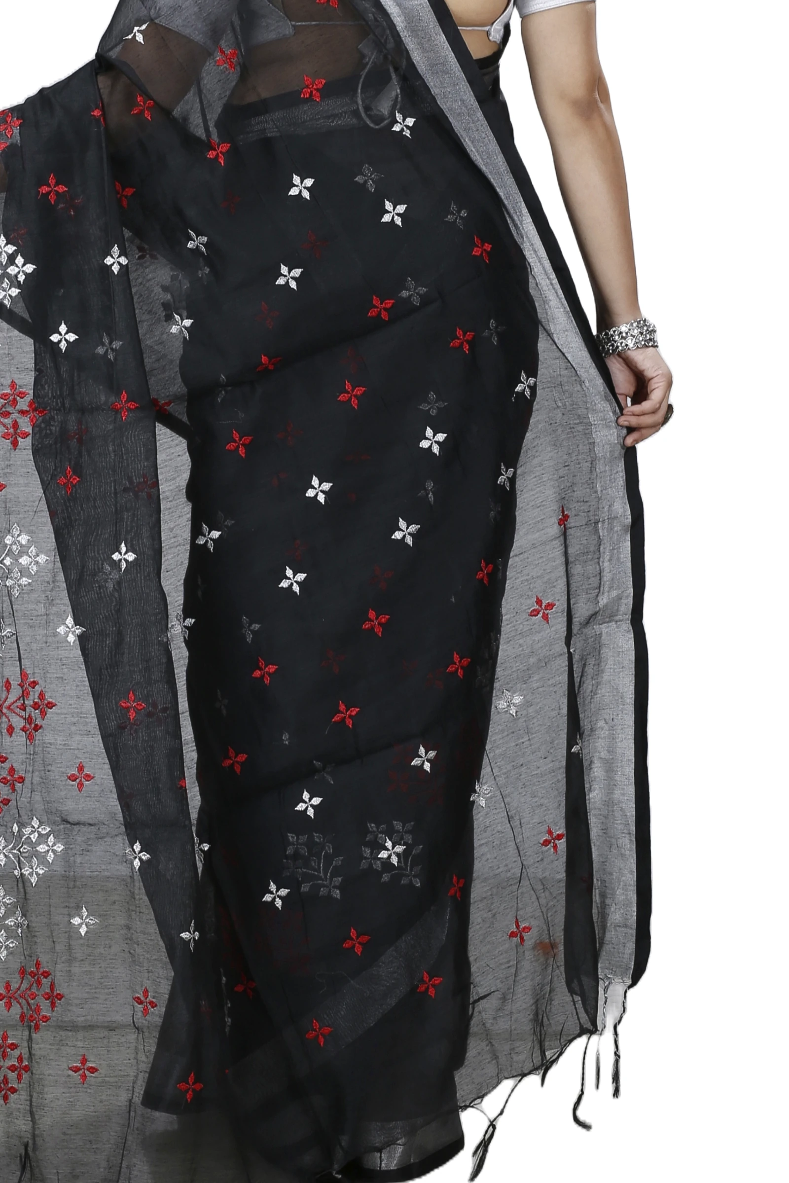 Black Blended Cotton Tamasi Hand Loom Saree (1209)