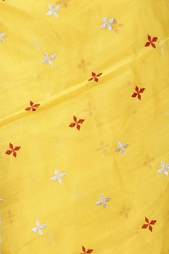 Yellow Blended Cotton Tamasi Hand Loom Saree (1211)