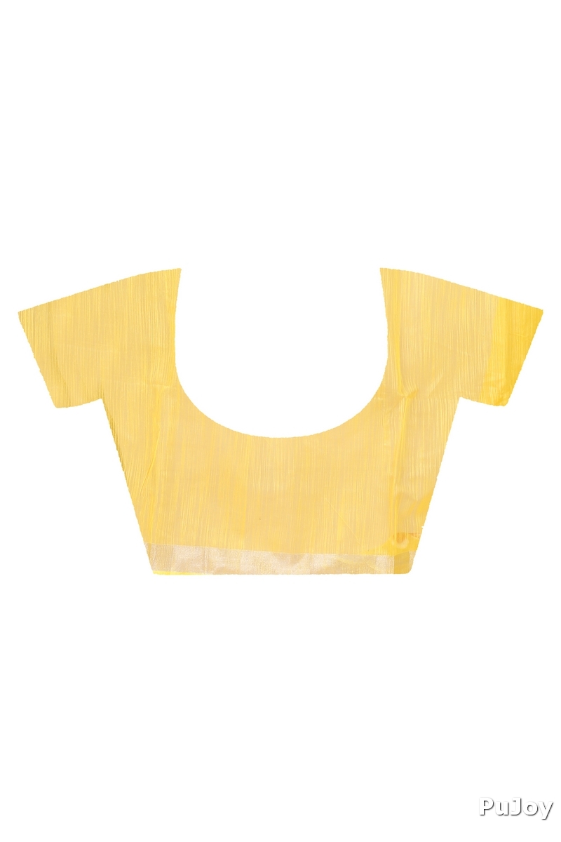 Yellow Blended Cotton Tonika Hand Painted Saree (1219)