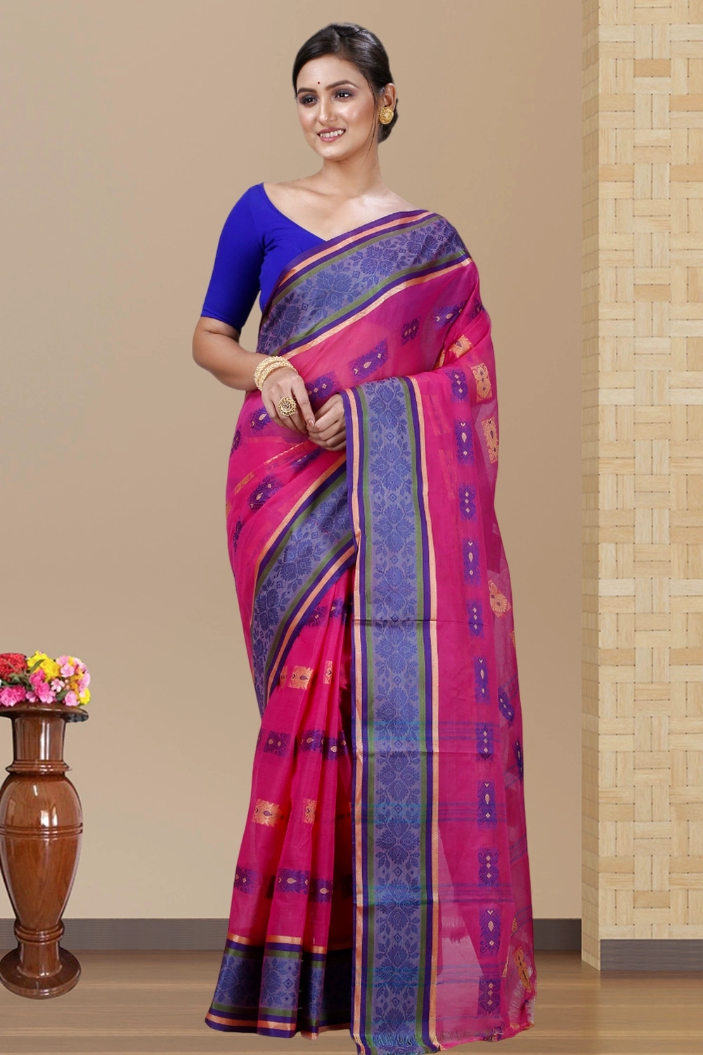 Pink Pure Cotton Uditi Tant Saree (1225)