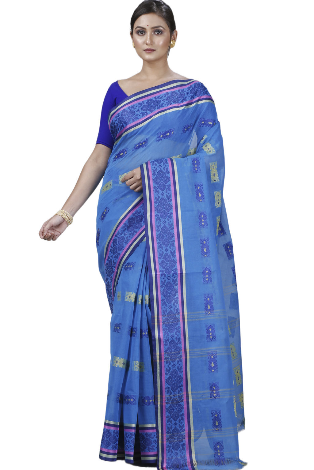 Blue Pure Cotton Uditi Tant Saree (1226)