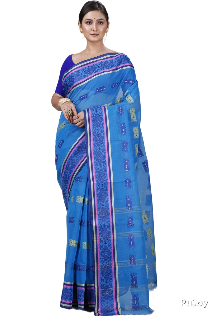 Blue Pure Cotton Uditi Tant Saree (1226)