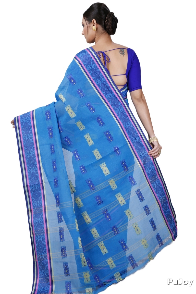 Blue Pure Cotton Uditi Tant Saree (1226)