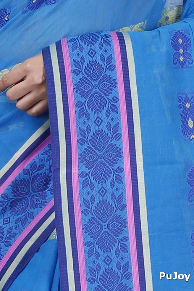 Blue Pure Cotton Uditi Tant Saree (1226)