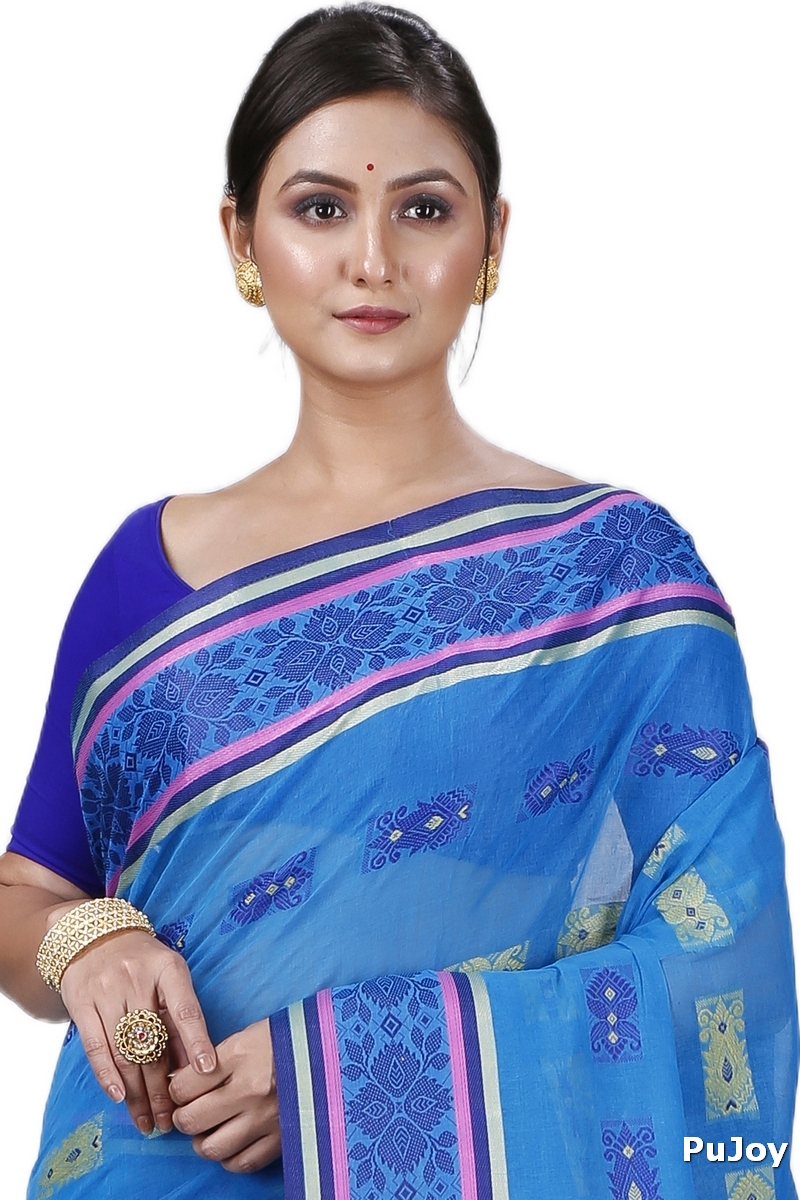 Blue Pure Cotton Uditi Tant Saree (1226)