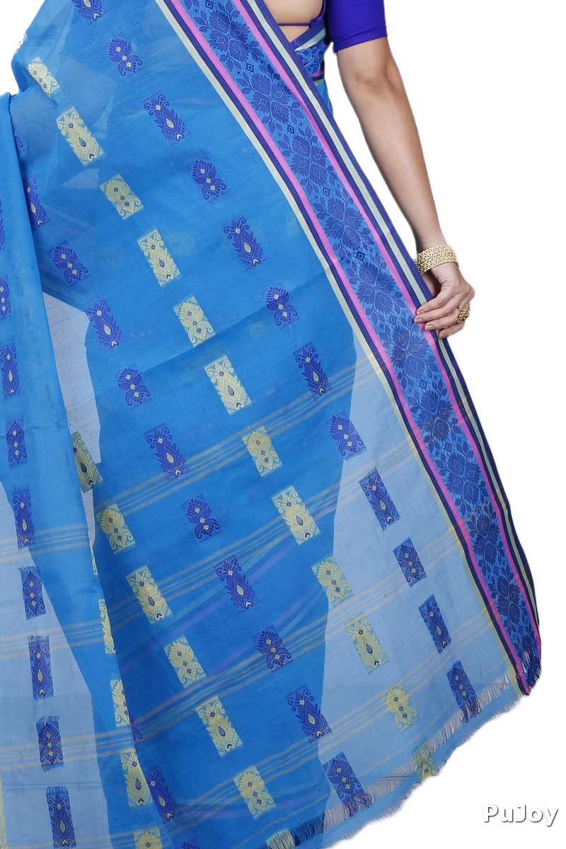 Blue Pure Cotton Uditi Tant Saree (1226)