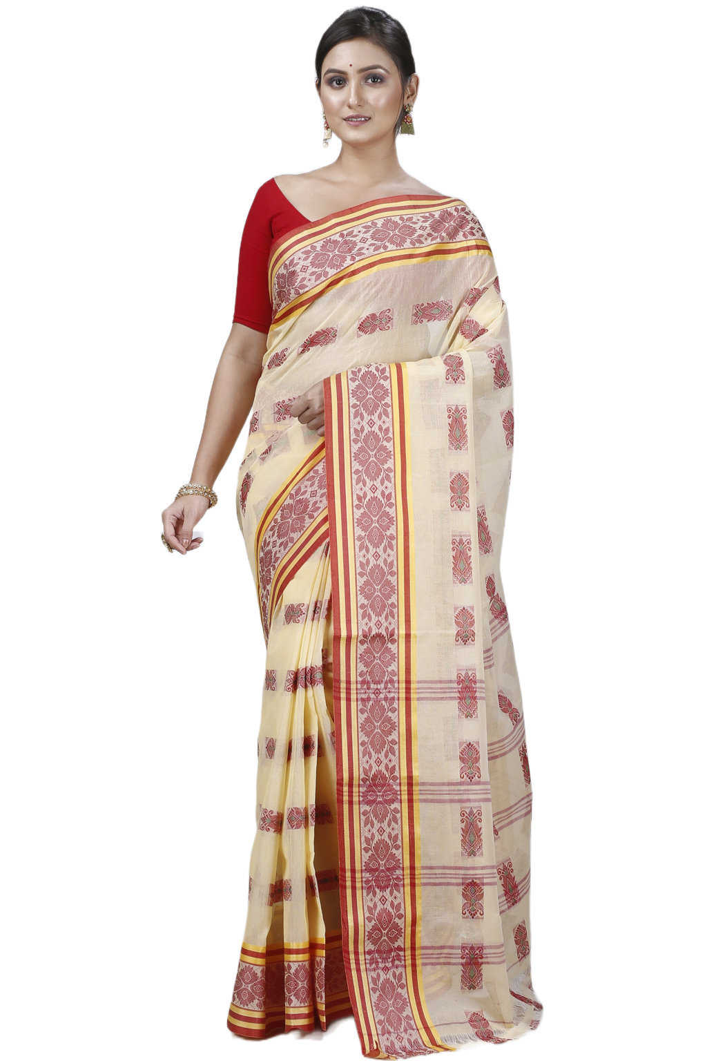 Off-White Pure Cotton Uditi Tant Saree (1227)
