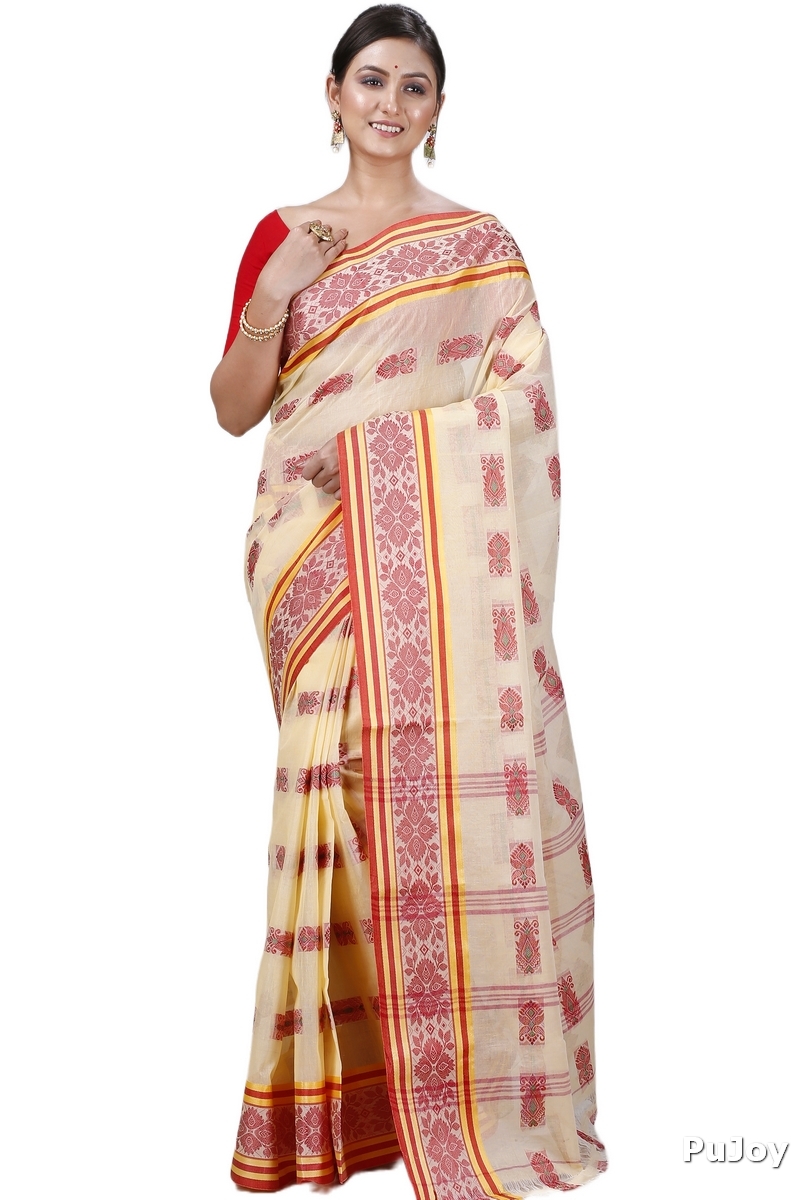 Off-White Pure Cotton Uditi Tant Saree (1227)