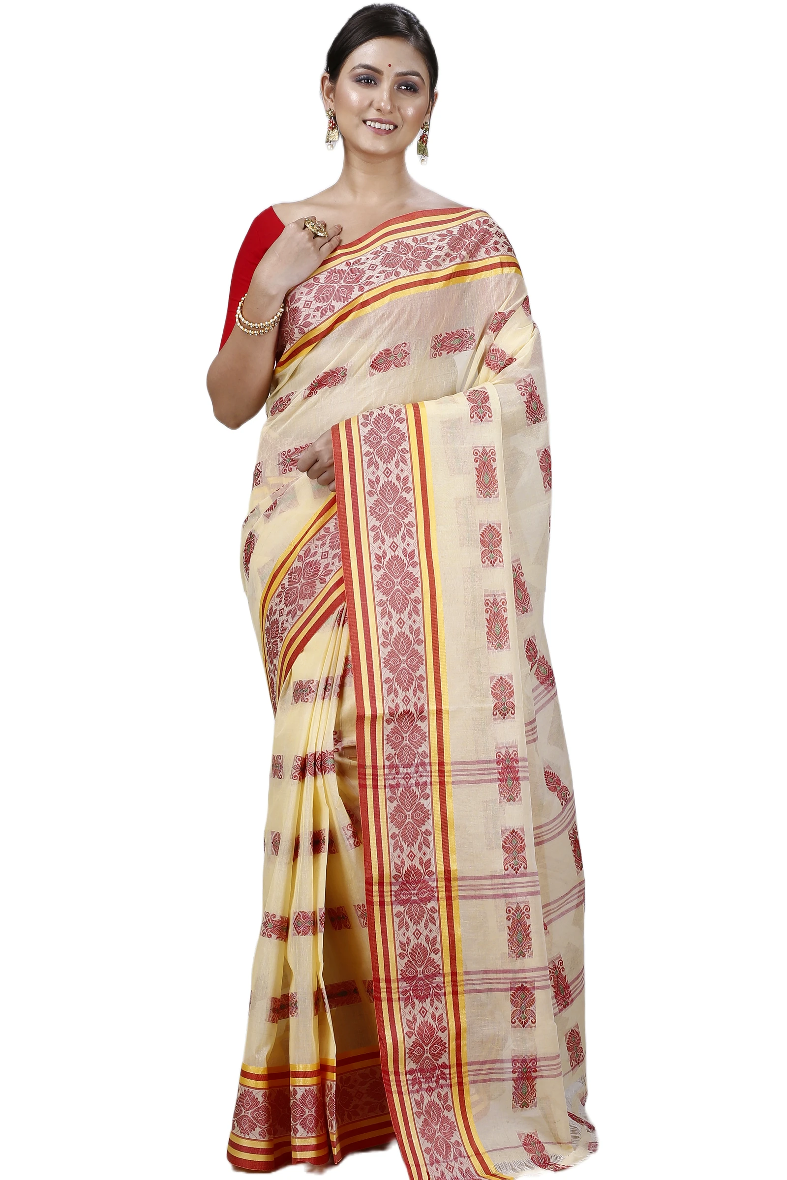 Off-White Pure Cotton Uditi Tant Saree (1227)